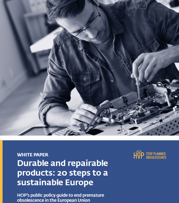 Durable and repairable products : 20 steps to a sustainable Europe