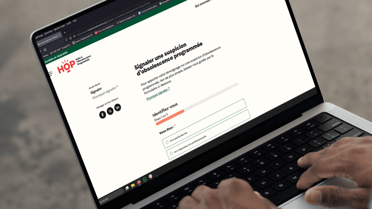 formulaire de signalement obsolescence sur un ordinateur